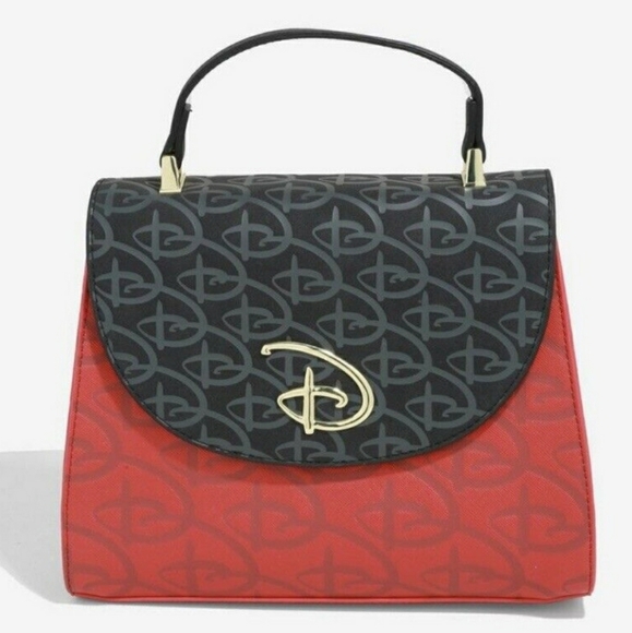 🆕️🖤❤Disney Red And Black Logo Debossed Crossbody Bag - Loungefly NWT - Picture 2 of 6